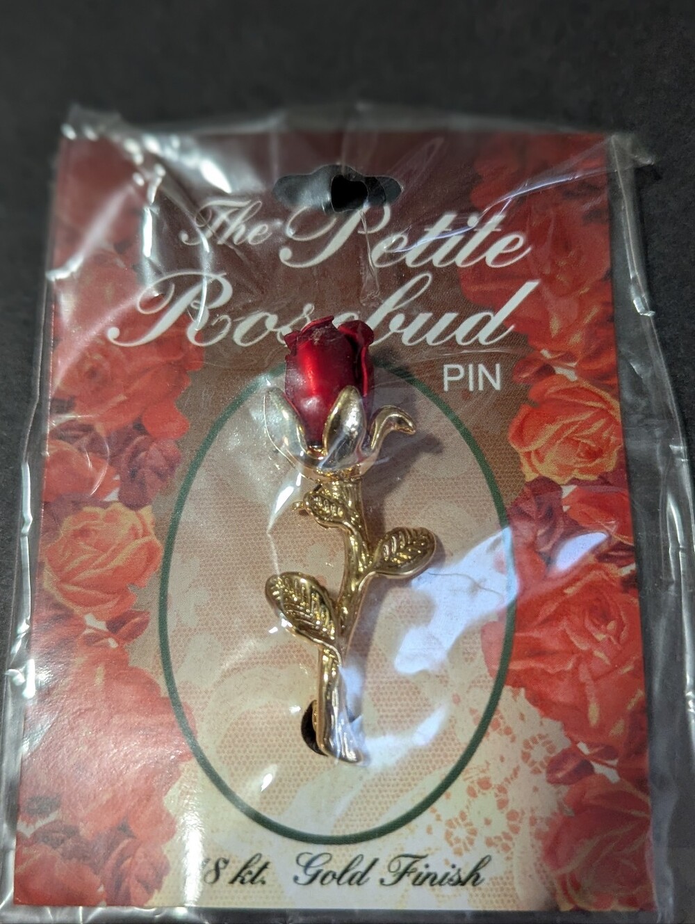 NWT The Petite Rosebud Pin. 18 Kt. Gold Finish